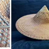 Pointu wicker hat vintage asian crafts 1980
