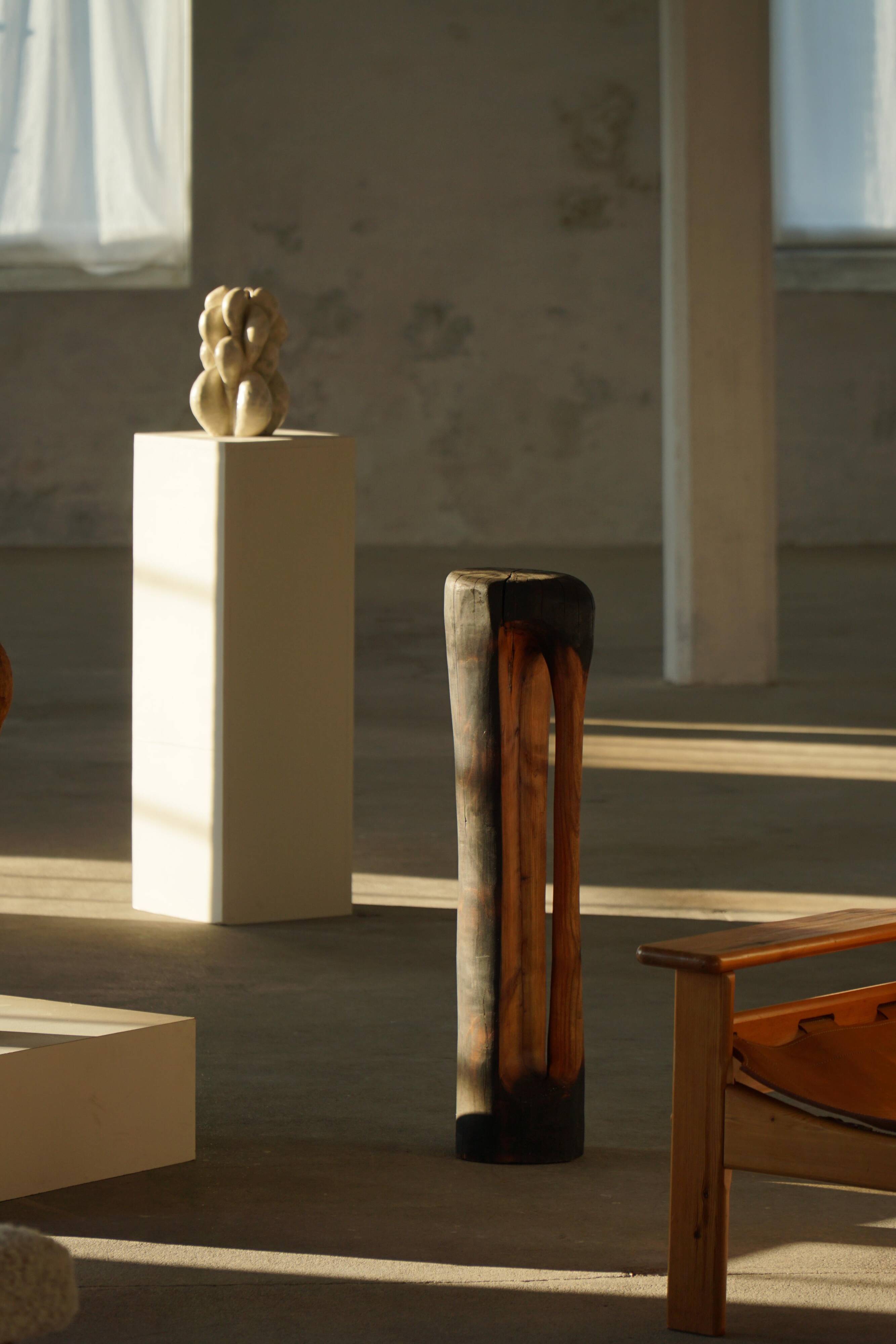 Large wooden sculpture "Black Elegance" by Ole Wettergren, Denmark, 1990s.