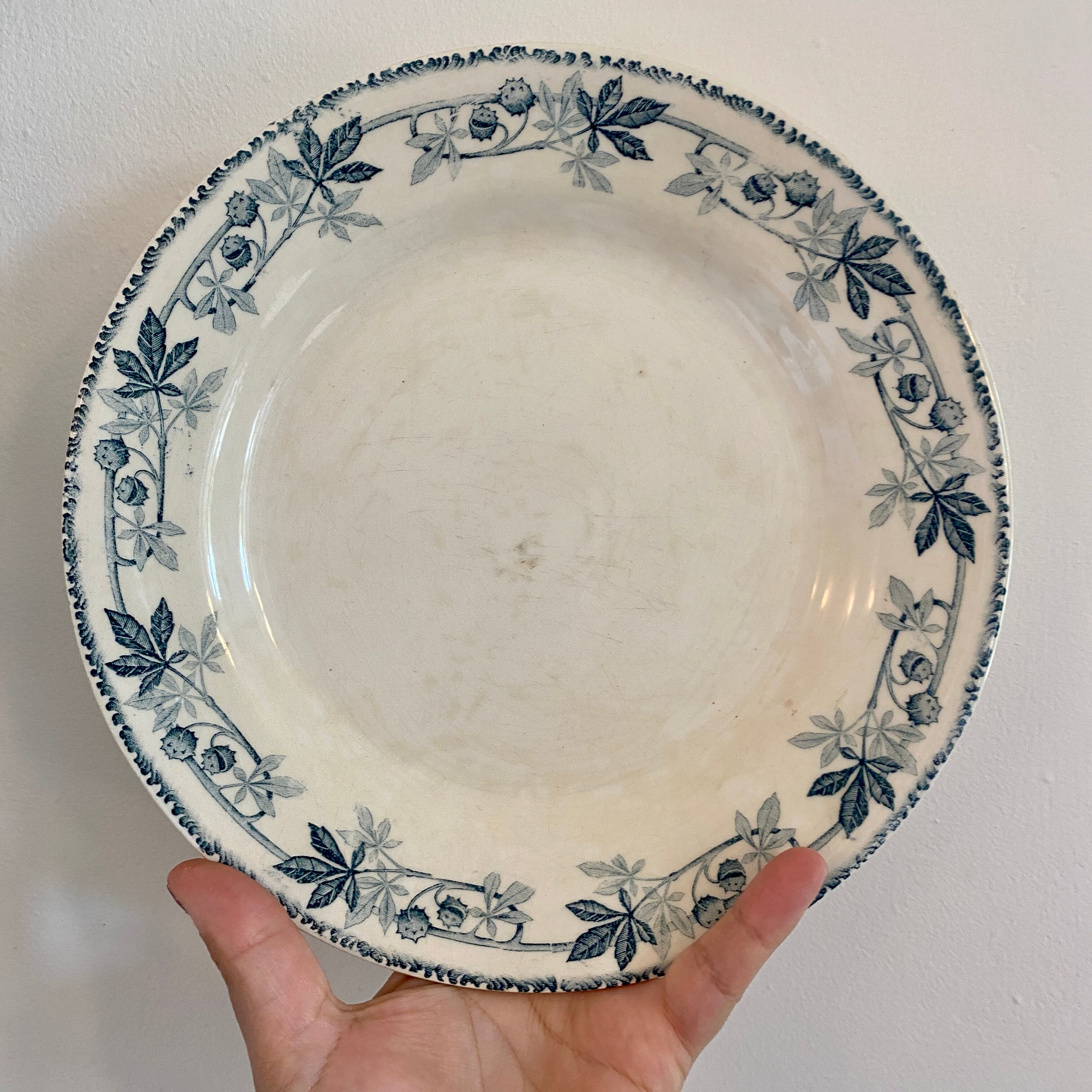 Set of 6 mismatched old iron earth flat plates