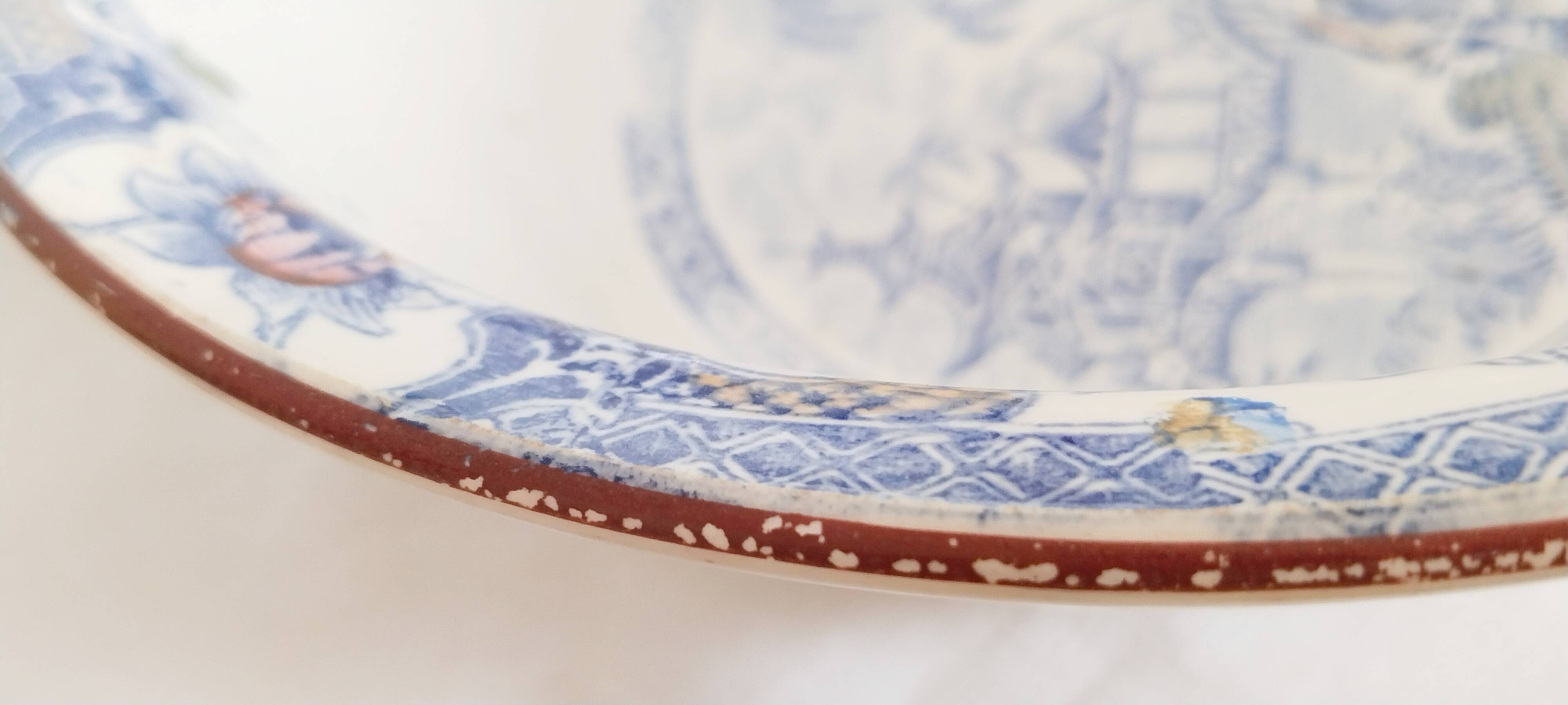 Sarreguemines earthenware salad bowl U and G, Japanese motif