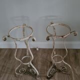 Pair of old pot holders in original cast iron / patina