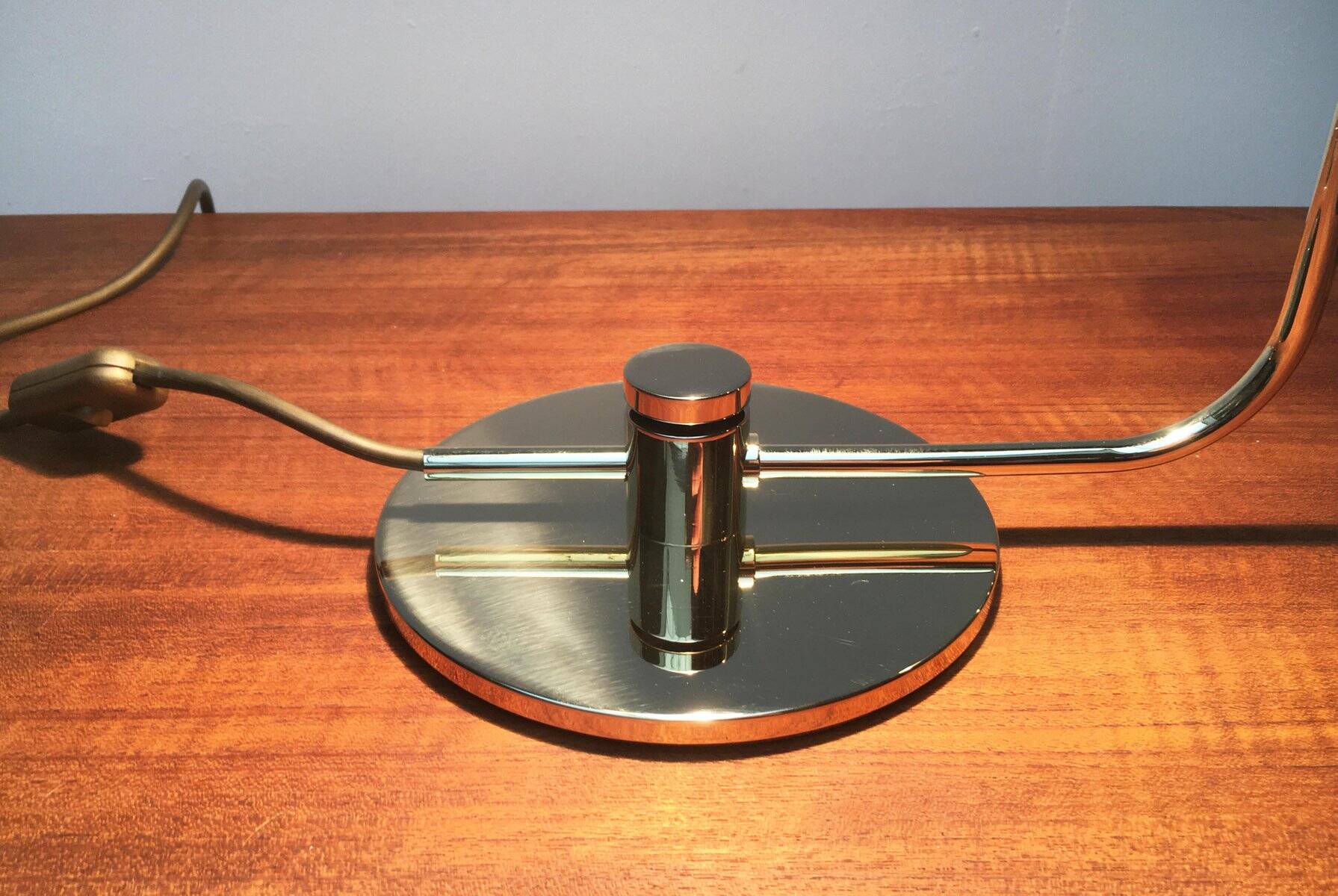 Mid-century minimalist brass table lamp by Rosemarie & Rico Baltensweiler for Baltensweiler.