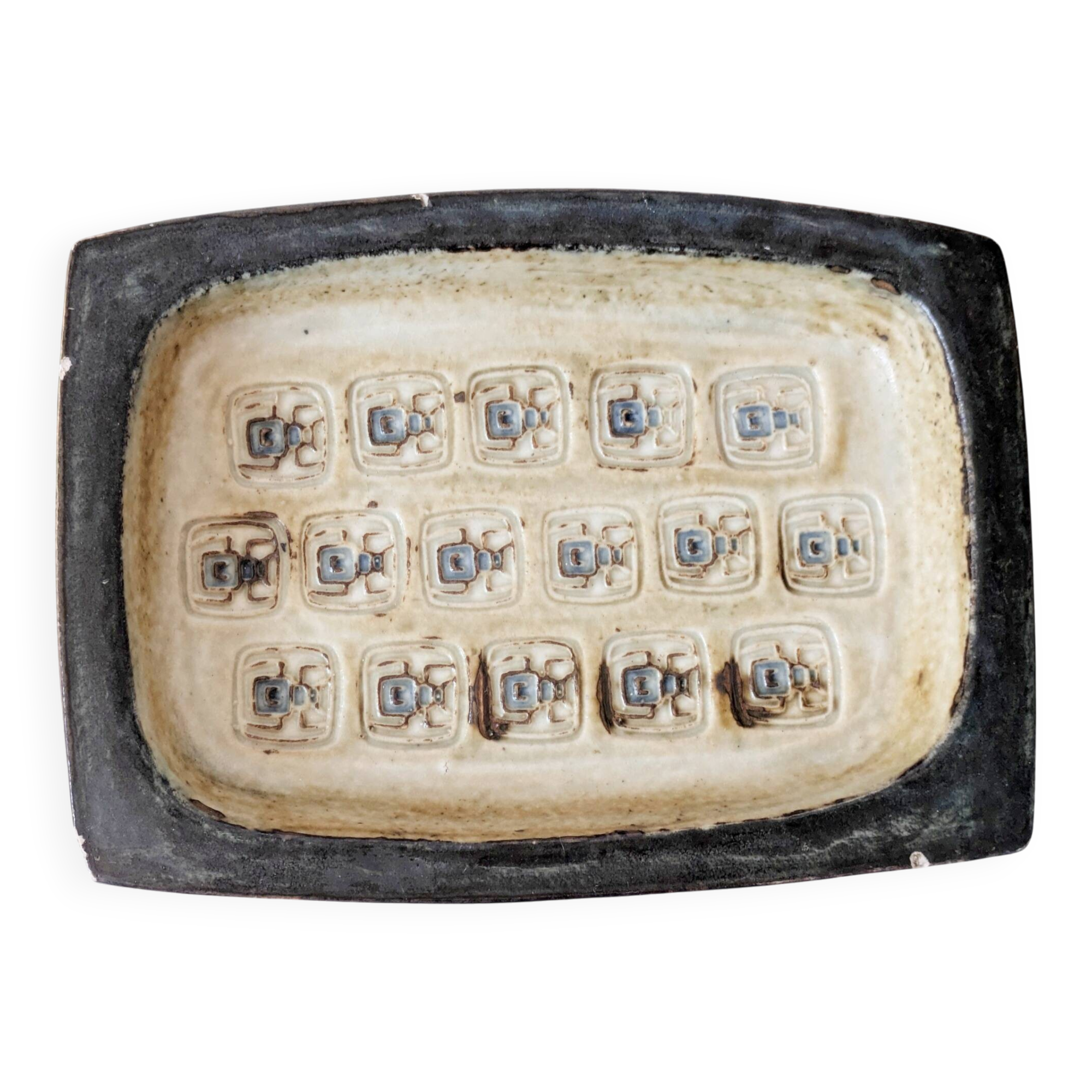 Brutalist Royal Copenhagen trinket tray by Jørgen Mogensen, 1960s