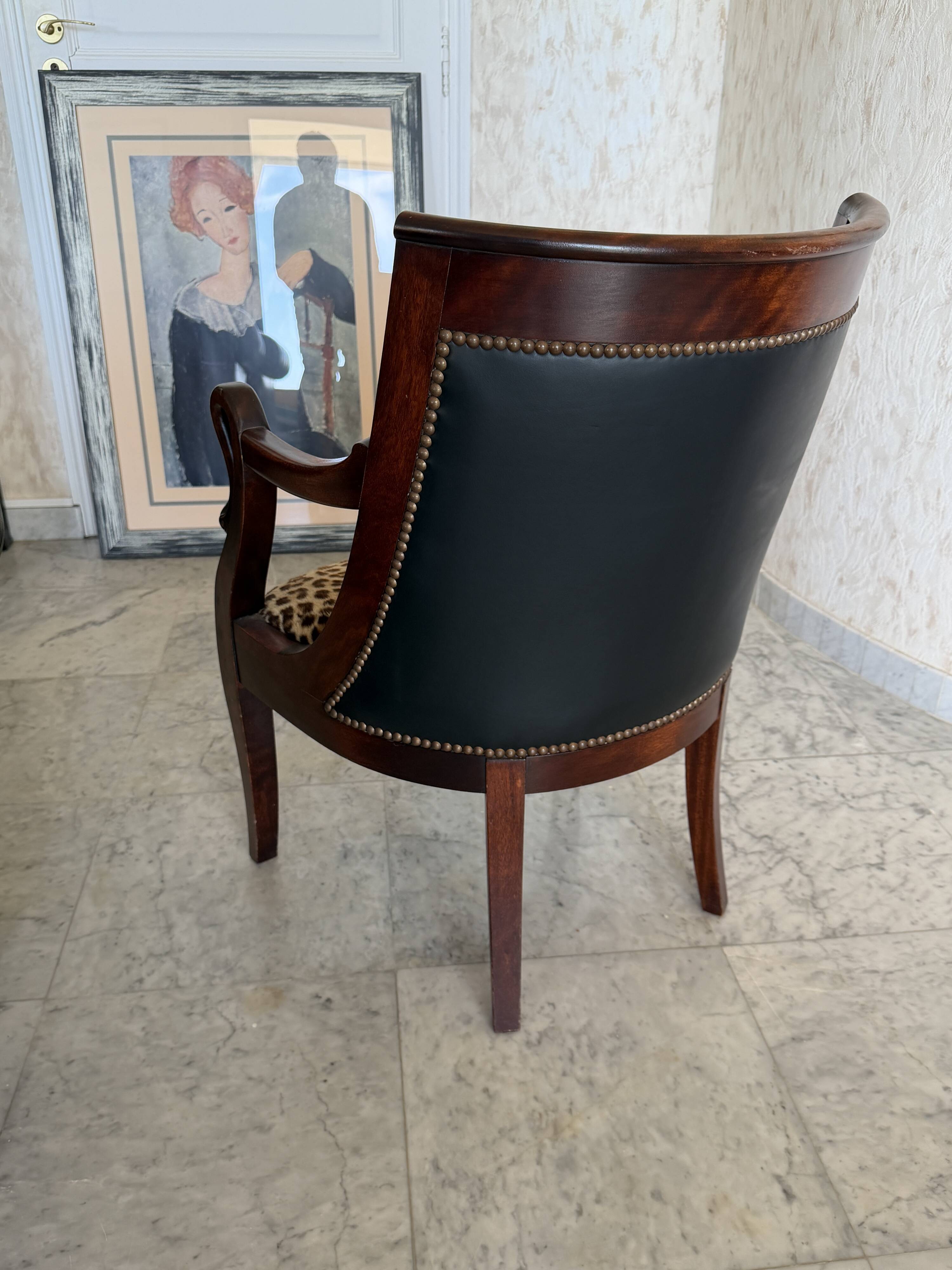 Fauteuil style Empire / Consulat à col de cygne