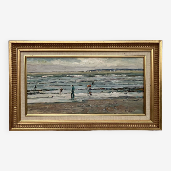 Tableau Huile sur toile signé -Normandie - dimension : hauteur -37cm- Largeur -63cm-