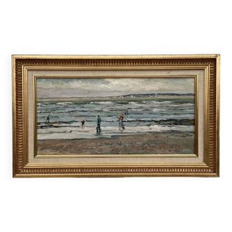 Painting Oil on canvas signed -Normandy - dimension: height -37cm- Width -63cm-
