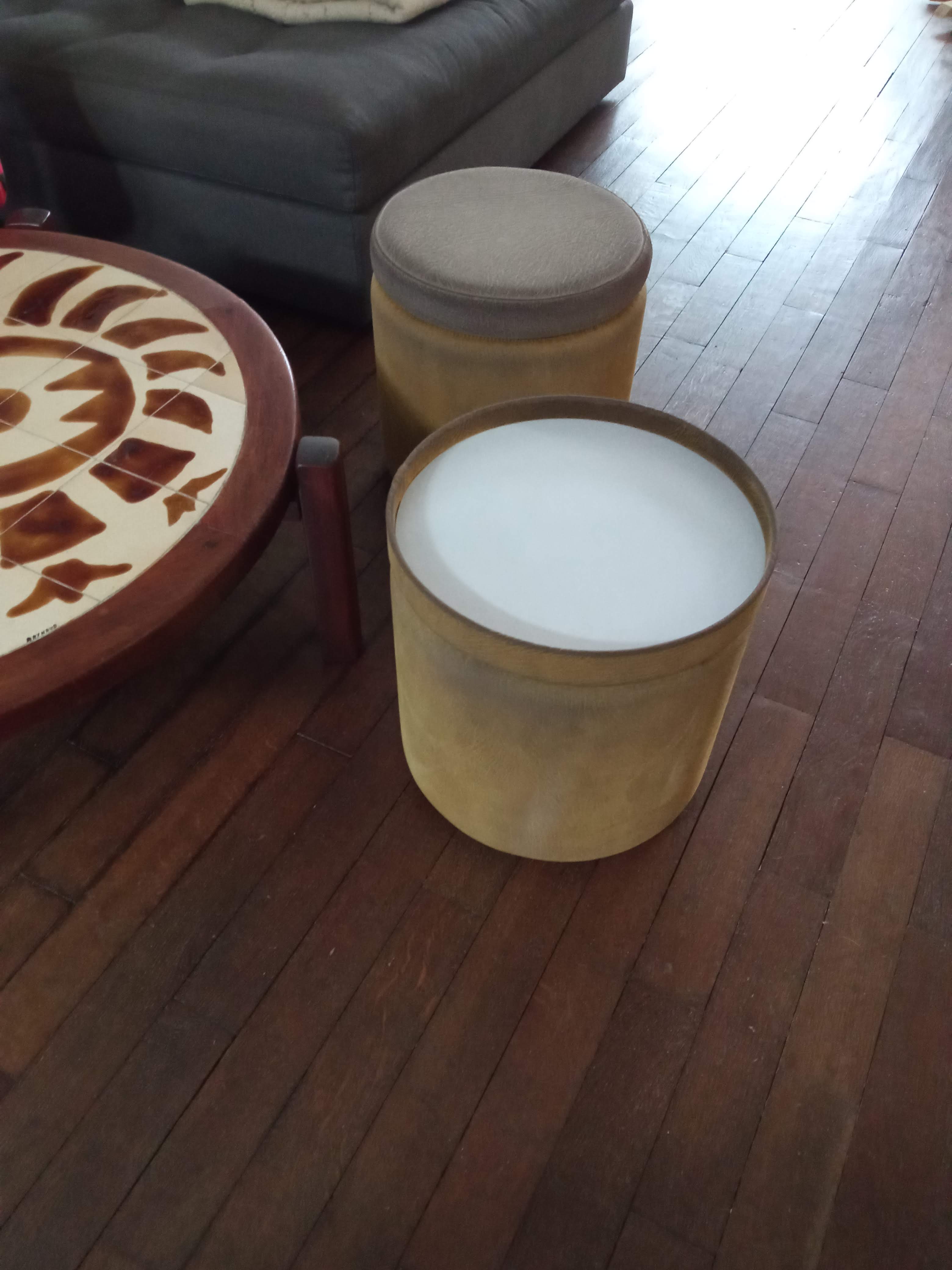 Vintage pouf in suede 70