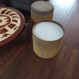 Vintage pouf in suede 70