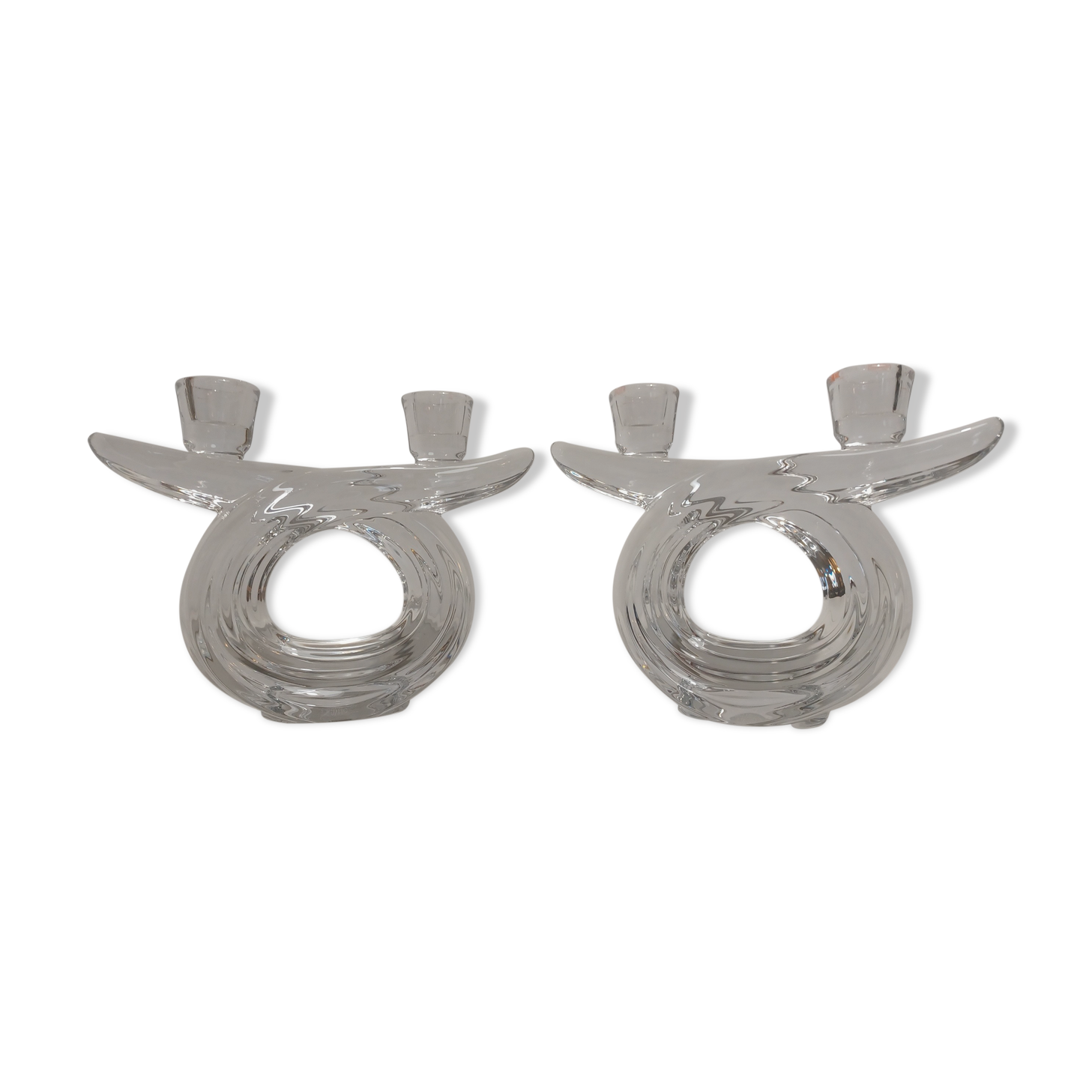 Pair of crystal candle holders from Vannes Le Chatel
