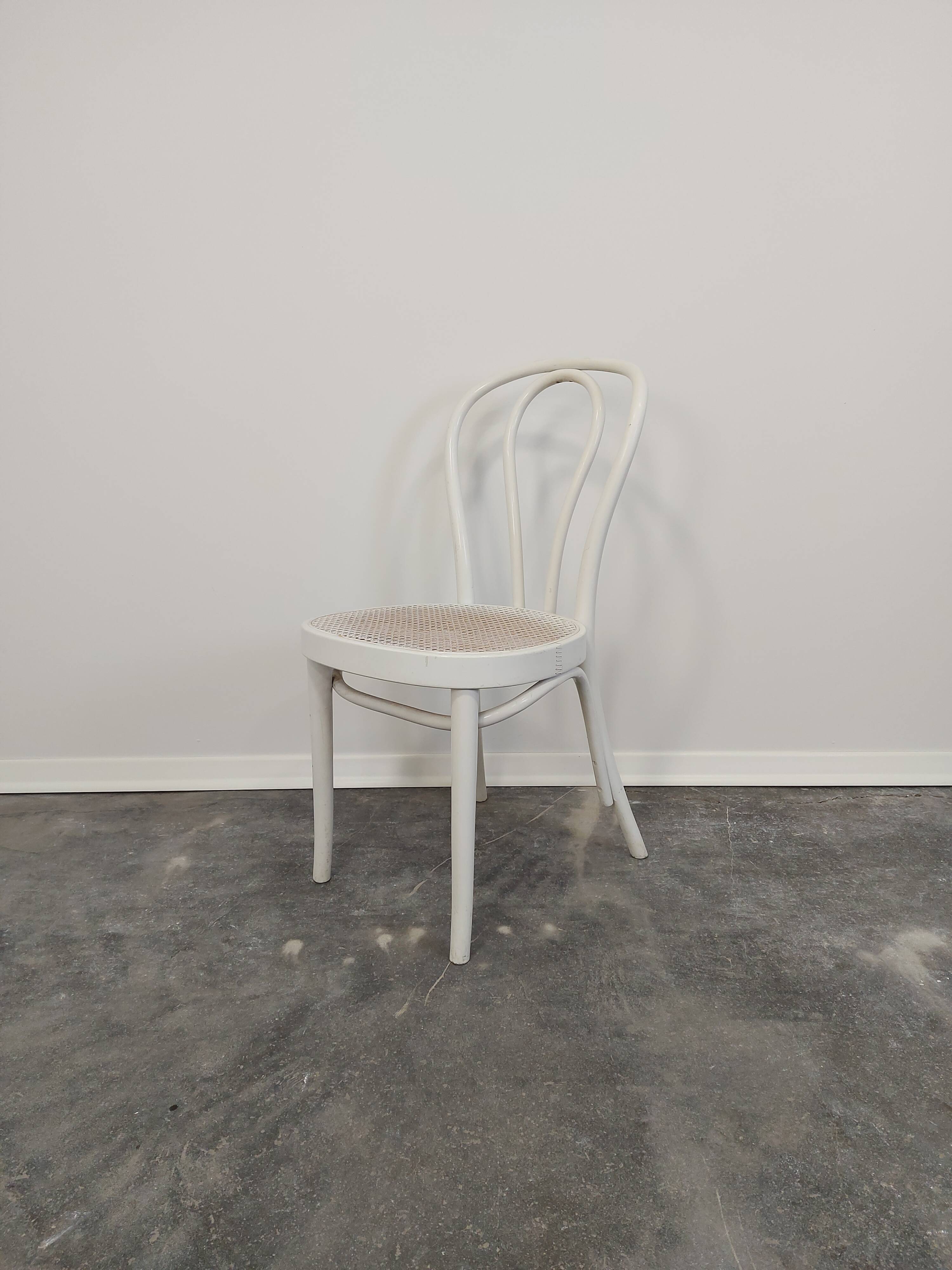 Chaise de salle à manger, canne en bois courbé, n°18, années 1970