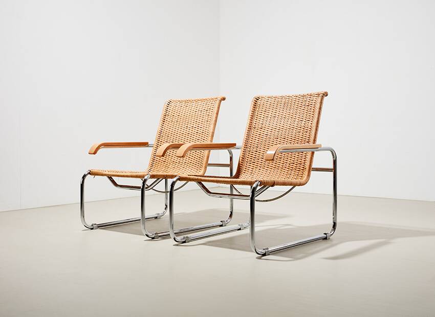 Marcel Breuer Pair of B35 Lounge Chairs for Thonet 1990s