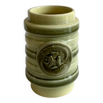 Vintage Czechoslovakian green vase