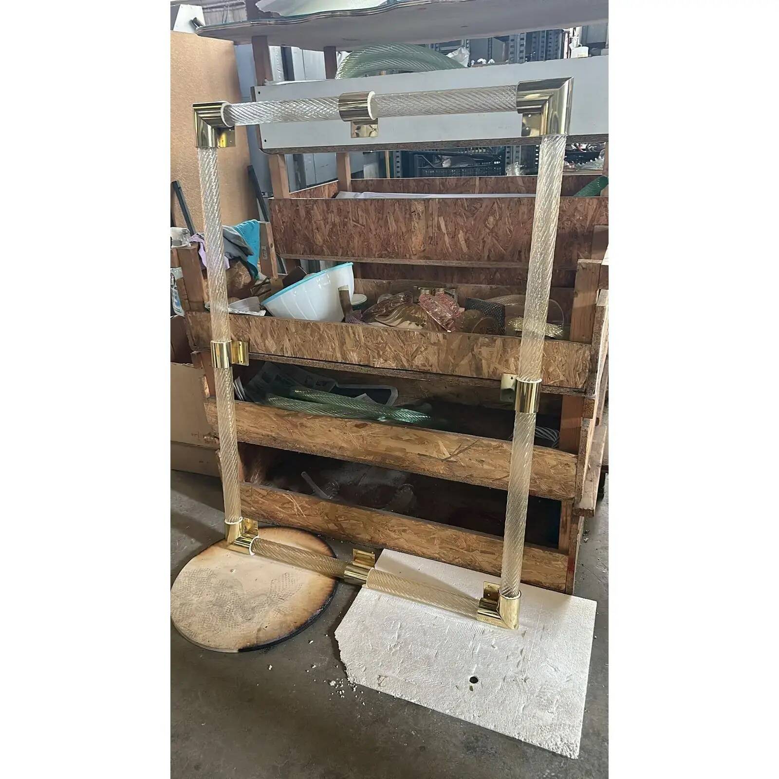 Grand Venetian Murano Glass Mirror with Twisted Torchon Frame