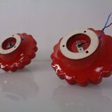 Pop Art Studio Ceramic & Glass Flower Wall Lamps, Germany, 1960s, Set of 2