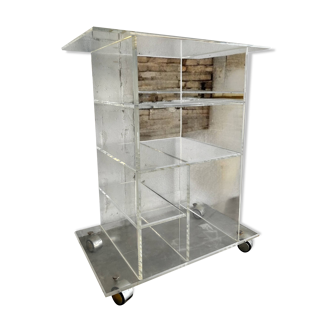 Meubles vintage en plexiglas/mobilier audio/chariot