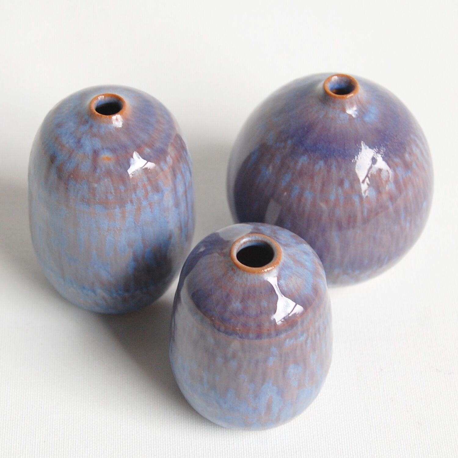 Trio de céramiques miniatures bleues par Antonio Lampecco