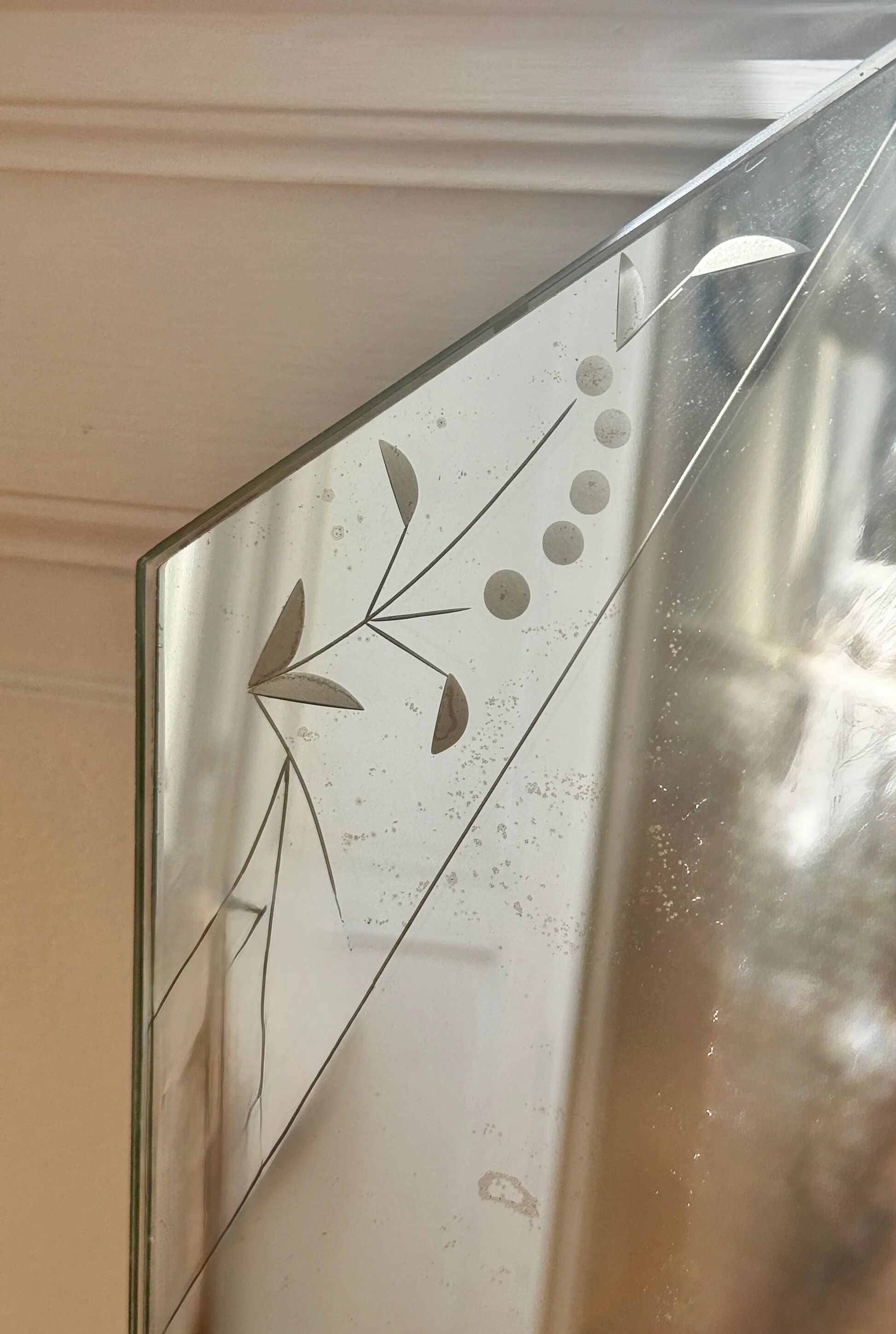Miroir/glace biseautée détails fleuris