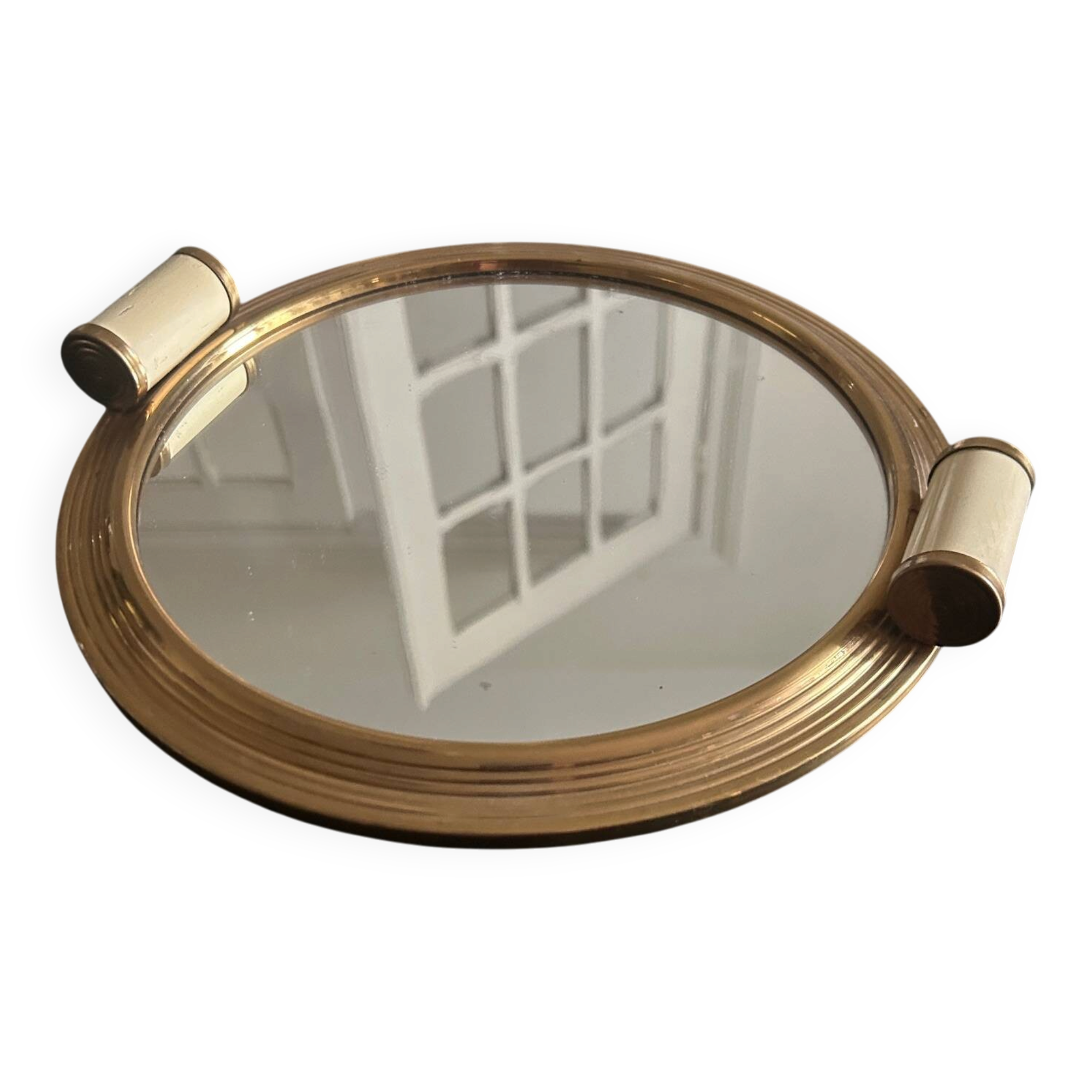 Art Deco mirror and brass tray