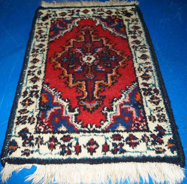 Vintage persian carpet hamadan handmade 1.3' x 1.9' (40cm x 60cm) 1970s, 1c761