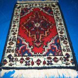 Vintage persian carpet hamadan handmade 1.3' x 1.9' (40cm x 60cm) 1970s, 1c761