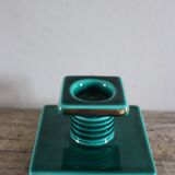 Cave rat candlestick, green earthenware with gilding from the 1950s.