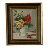 Original Swedish oil on panel – “Still life: vase of roses”