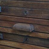 Antique oak notary cabinet with two roller doors and a working lock