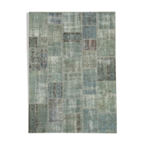 Hand-knotted oriental overdyed 174 cm x 240 cm grey patchwork carpet