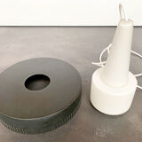 Modernist pendant lamp opal glass and grey metal Bent Karlby for Lyfa, Denmark, 1950-60