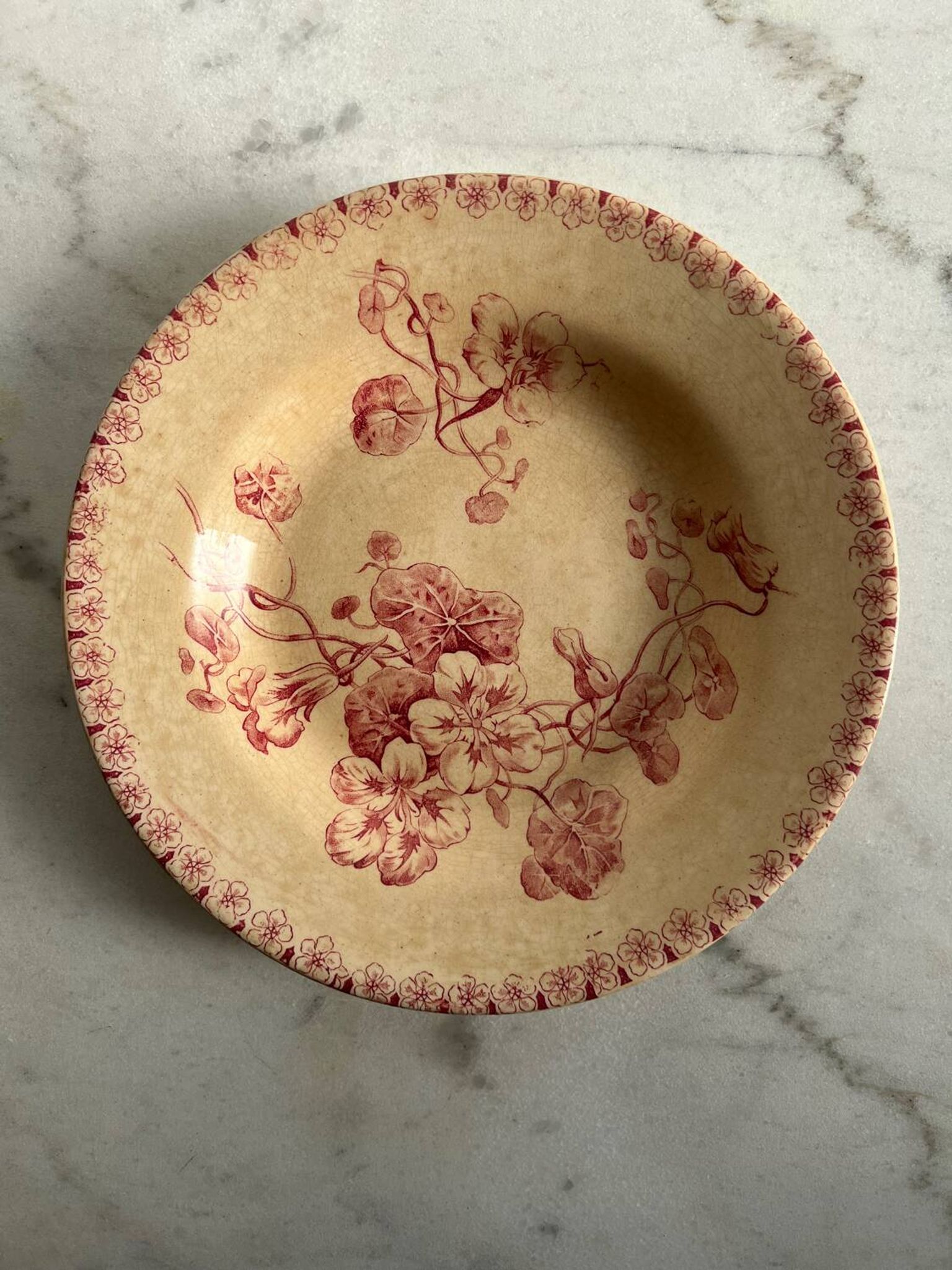 Assiette creuse terre de fer gien capusine 1862