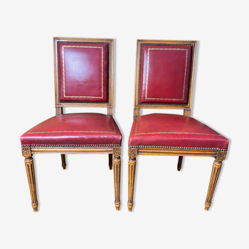 Pair of Louis XVI style leather chairs