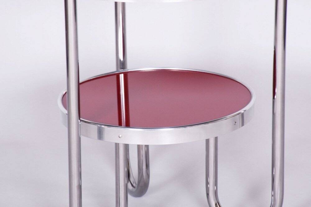 Small Czech Bauhaus Spruce and Chrome Side Table from Kovona, 1930s