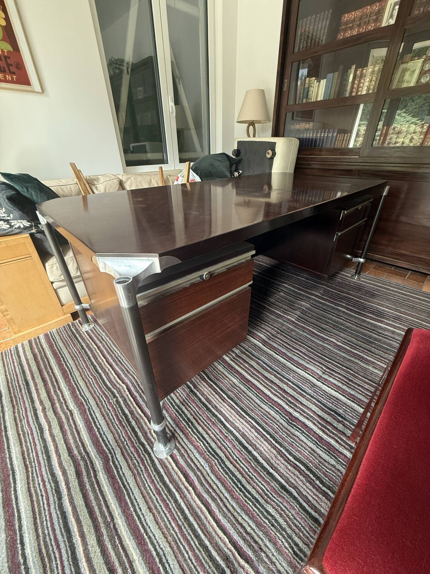Grand bureau de direction en bois rosier par Ico Parisi pour MIM Roma,
