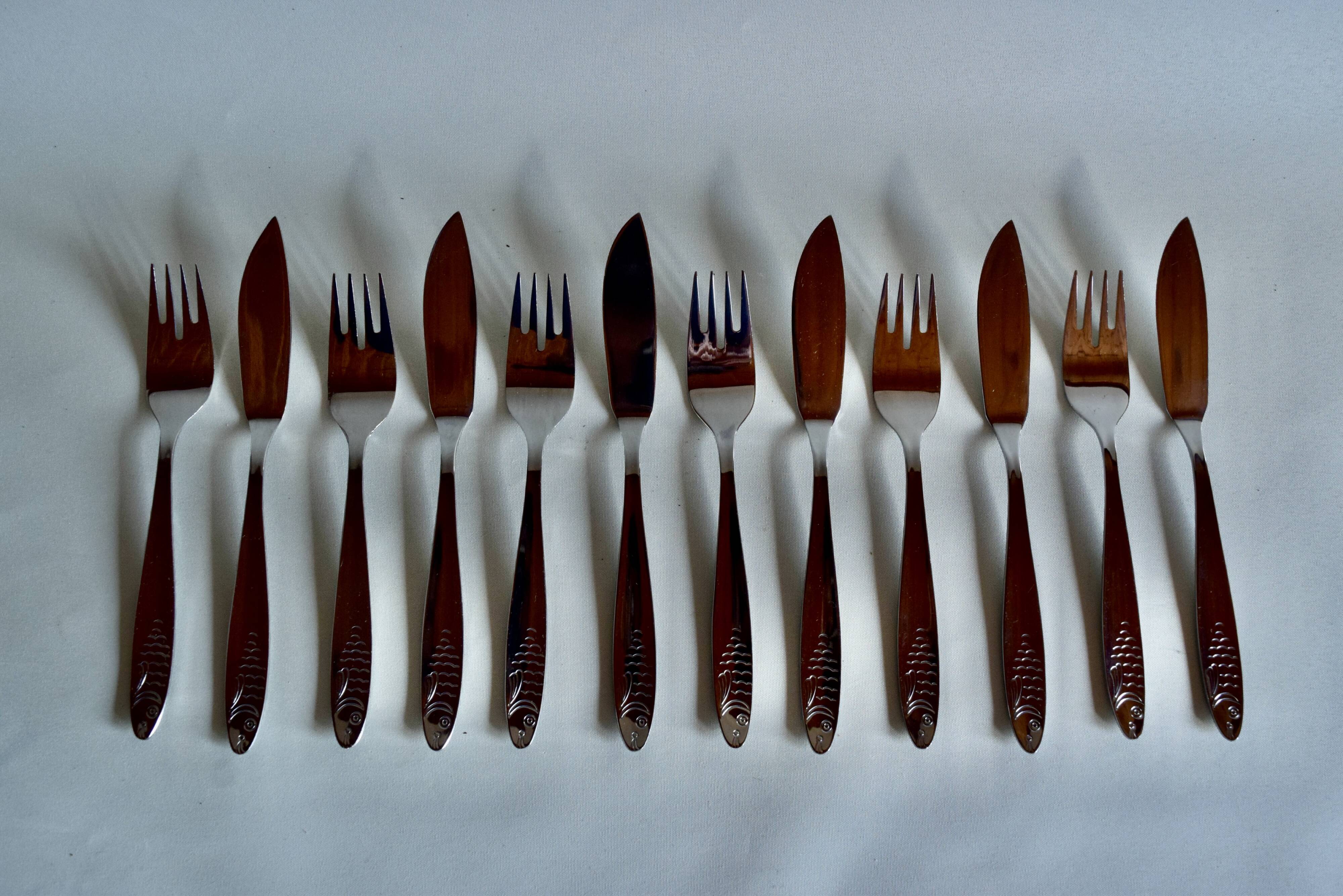 Vintage Fish Cutlery Set for 6 People - WMF - Stainless Steel - Made in Germany