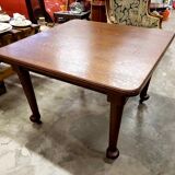 Table antique Anglaise sur roulettes en bois de chêne massif par Joseph Fitter (XIXe siècle)