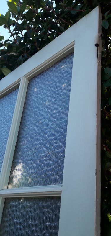 Glass door 82,8x215,3cm old translucent glazing