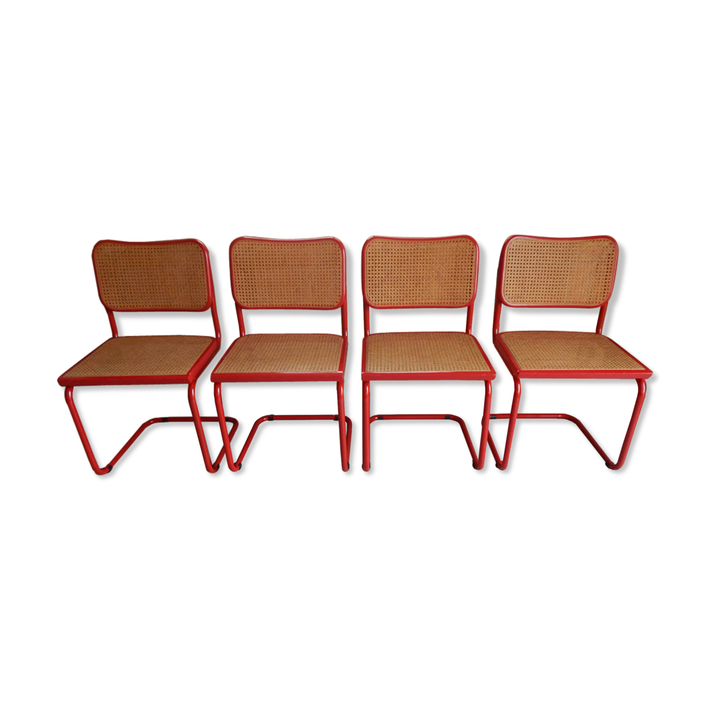 Set 4 chair B32 red Marcel Breuer Cesca