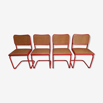 Set 4 chair B32 red Marcel Breuer Cesca