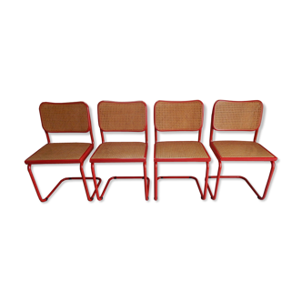 Set 4 chair B32 red Marcel Breuer Cesca