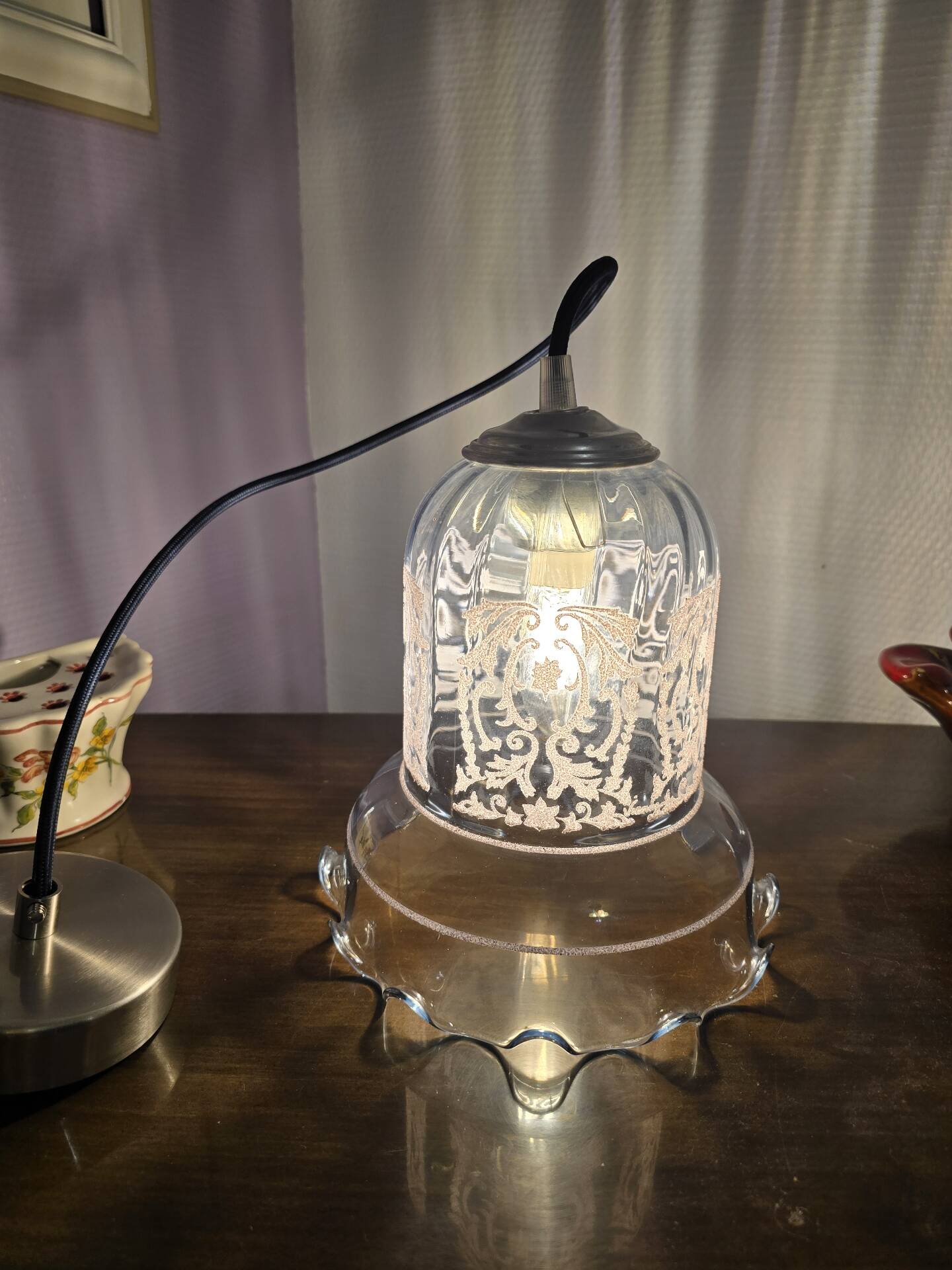 Suspension lampshade bell Vianne in petrol blue colour