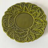 Vintage plate with olive green foliage relief