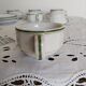 Set of 6 white and green bistro cups, gold rim