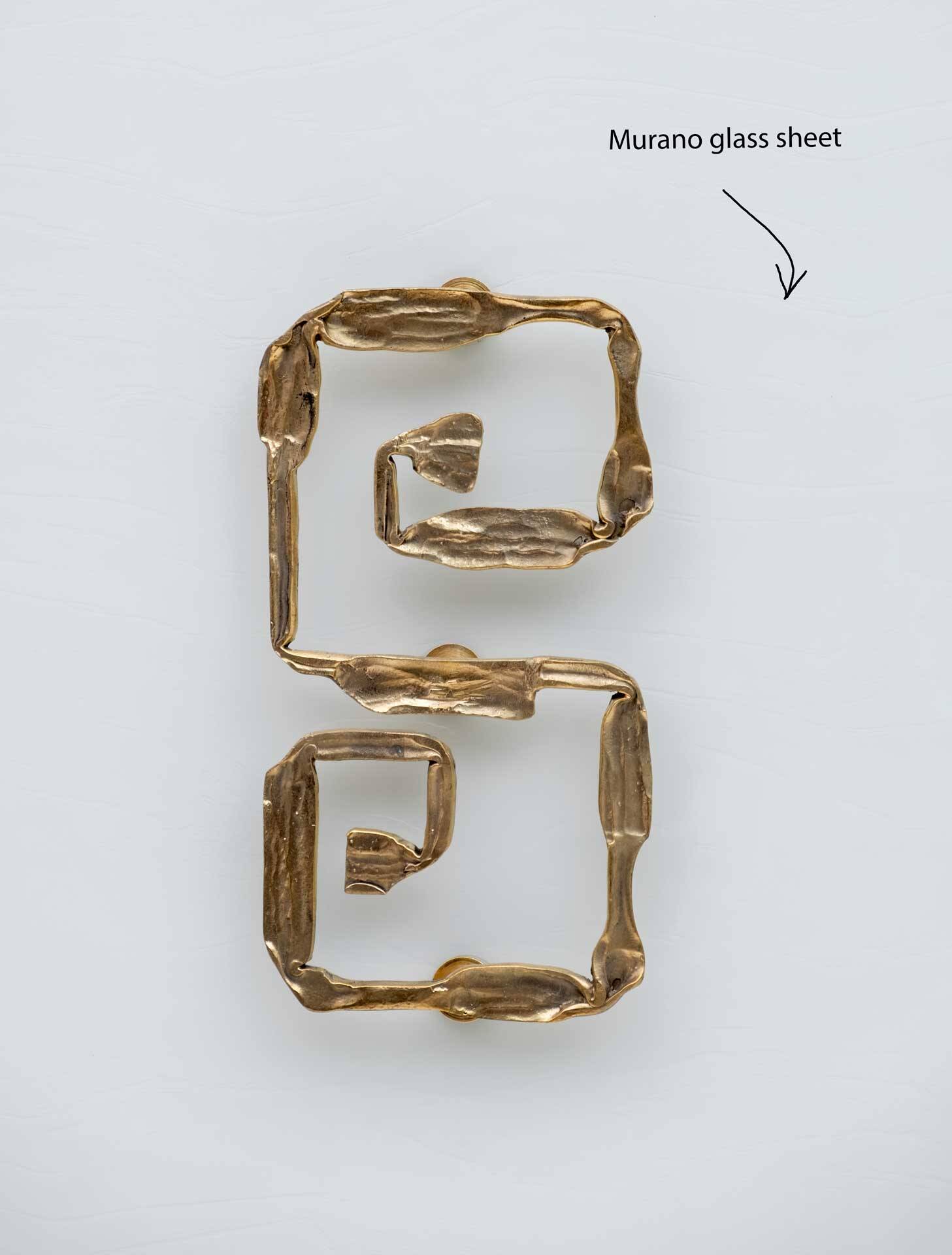 Postmodern Italian Bar Sideboard Murano Glass and Brass, 1980s