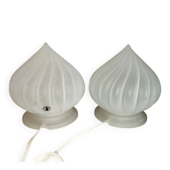 Duo de lampes vårby vintage ikea – verre dépoli blanc – pièce rare