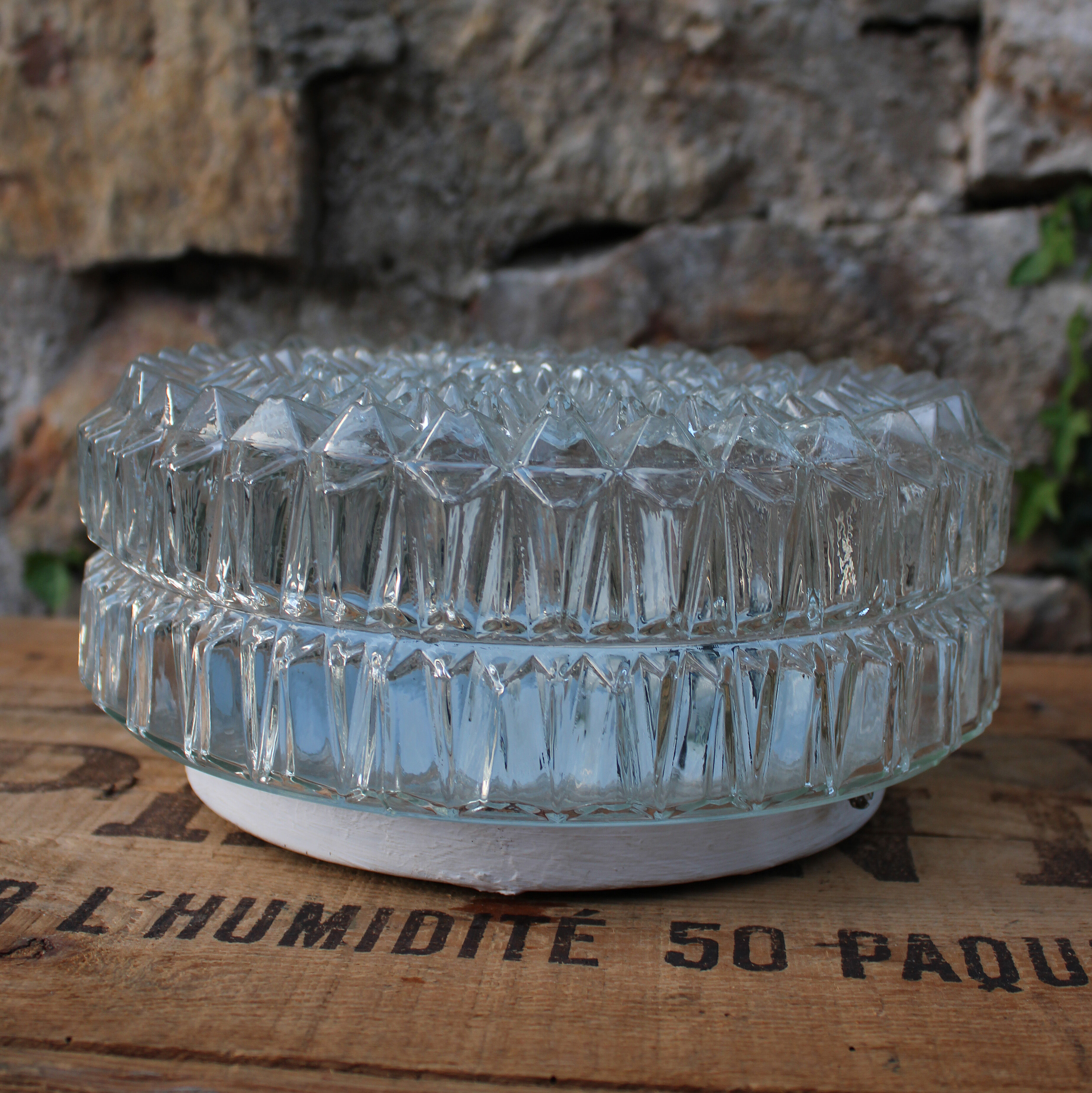 Moulded glass ceiling light