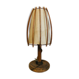 Vintage rattan table lamp and fabric