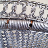 Vintage armchair emmanuelle in silver woven rattan