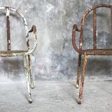 Pair of metal armchairs