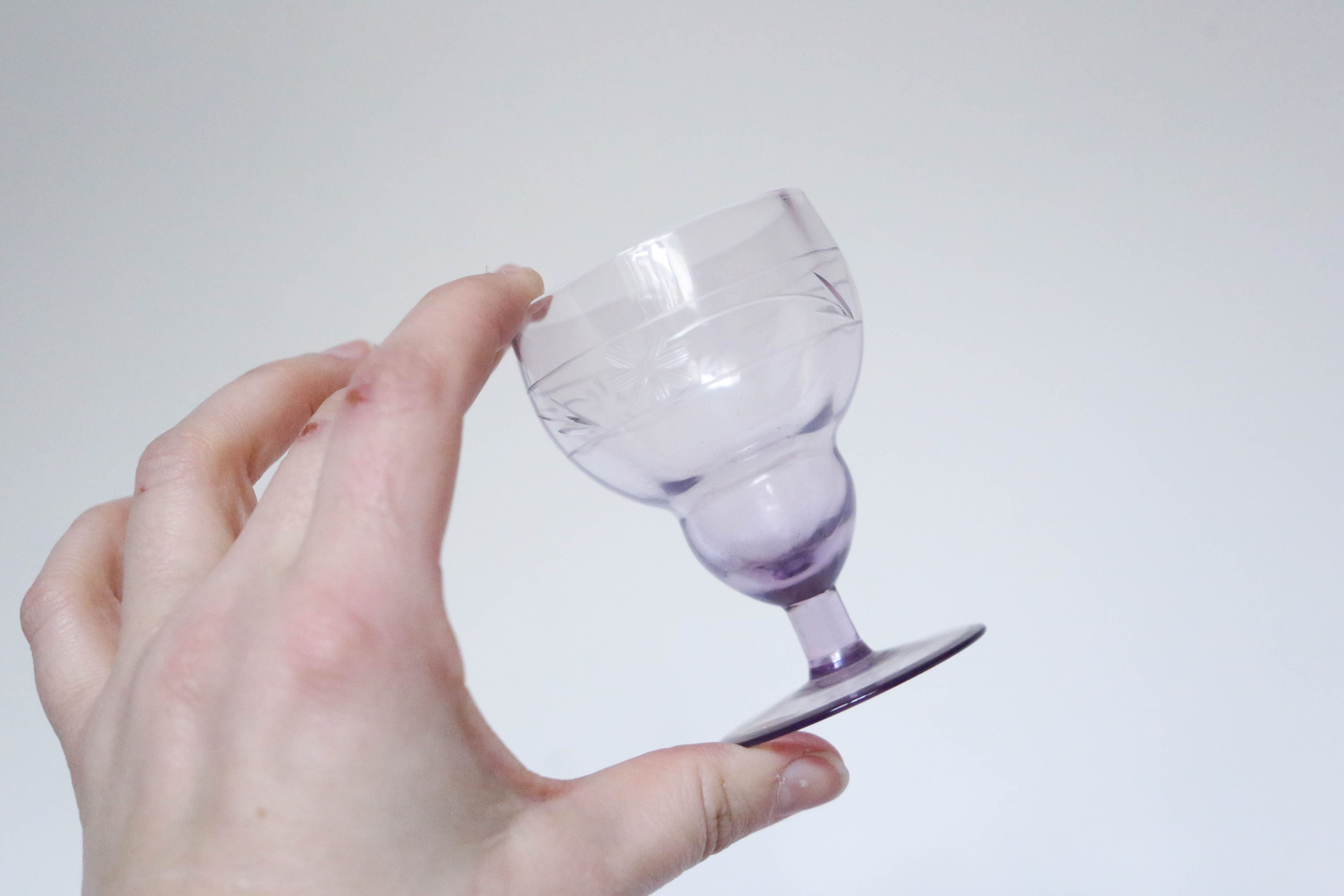 Purple wine glasses x5, art deco, delicate, antique, ancient