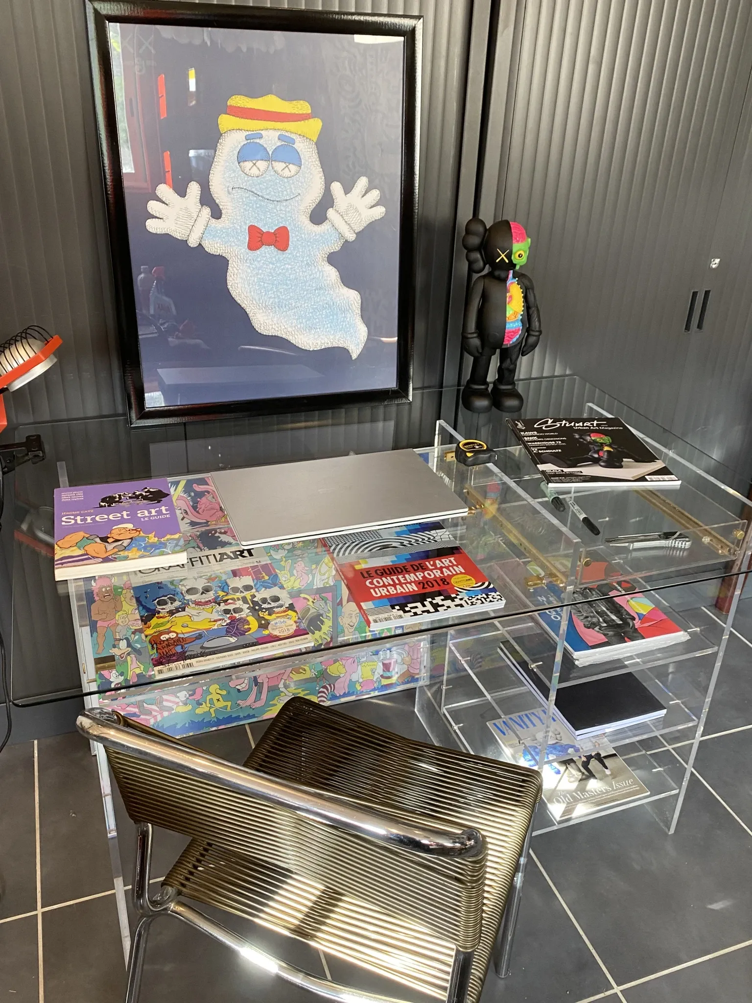 Plexiglass desk Altuglas plexi glass table David Lange vintage 70s
